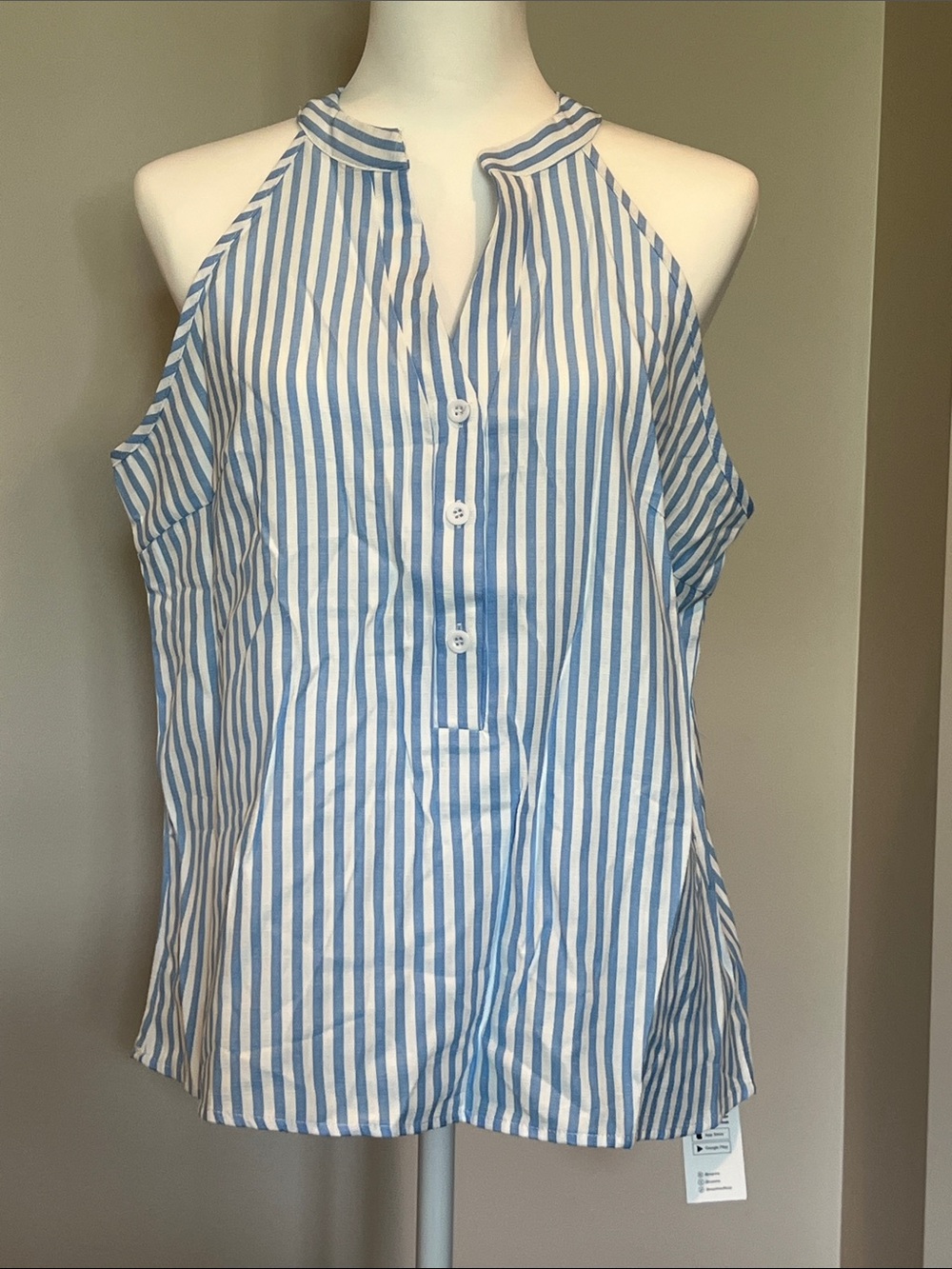 Cupshe Blue & White Striped Halter-Style Camisole
